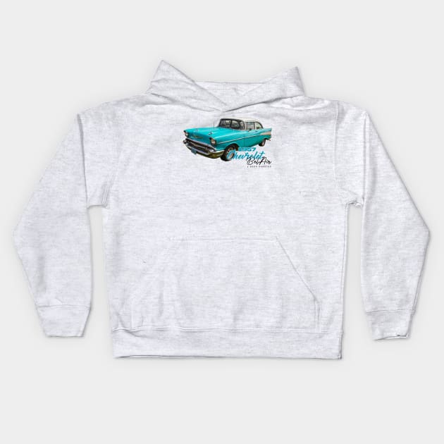 1957 Chevrolet Bel Air 2 Door Hardtop Kids Hoodie by Gestalt Imagery